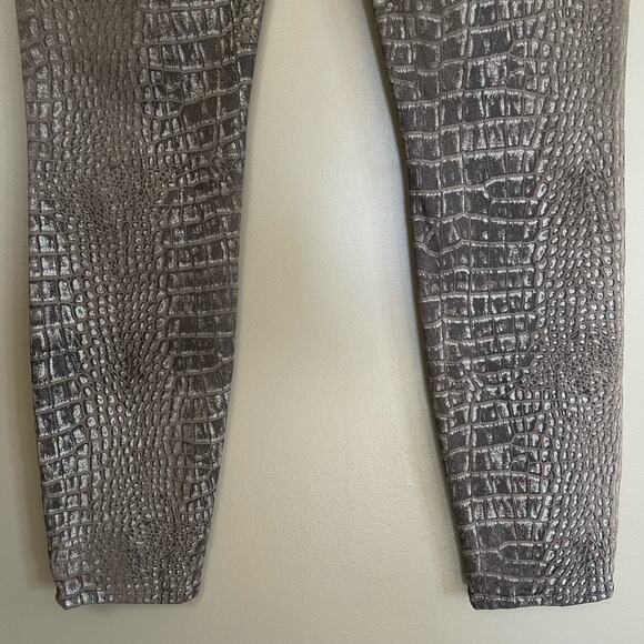 L'AGENCE Margot‎ High Rise Skinny Jeans In Chestnut Black Croc Foil Size 26 - Picture 14 of 16